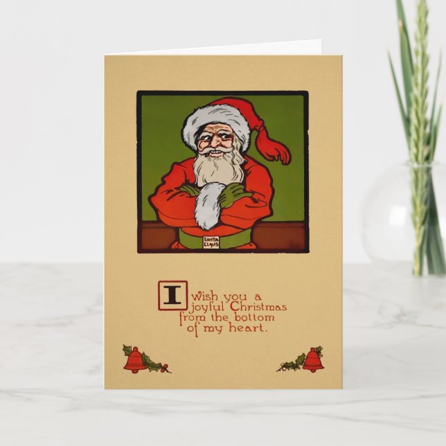 Vintage Creepy Santa Claus Christmas Card (Front)