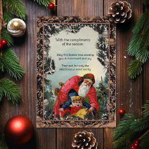 Vintage Creepy Santa Customisable Christmas Card