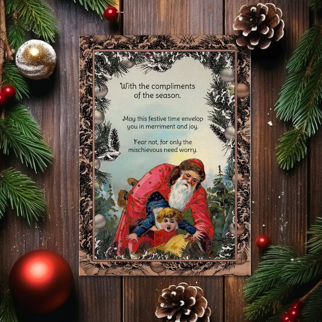 Vintage Creepy Santa Customisable Christmas Card (Creator Uploaded)
