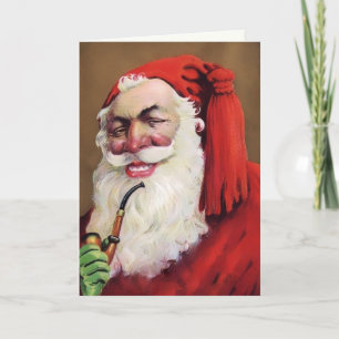 Vintage Creepy Santa Face Christmas Card
