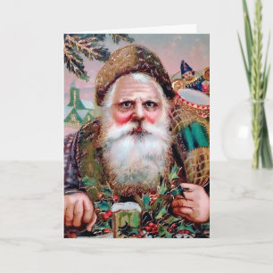 Vintage Creepy Santa Holiday Card