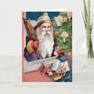 Vintage Creepy Santa Holiday Card