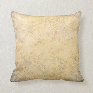 Vintage Creme Victorian Floral Vines Texture Beige Cushion