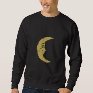 Vintage Crescent Moon Face – Celestial Retro Art Sweatshirt