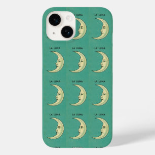 Vintage crescent moon yellow teal luna Case-Mate iPhone 14 case