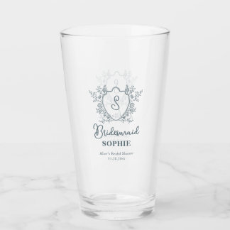 Vintage Crest Floral Bridesmaid Glass