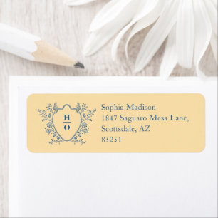 Vintage Crest Monogram Wedding Return Address Label