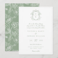 Vintage Crest Monogram Wedding Sage