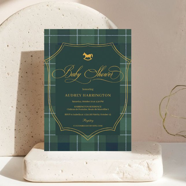 Vintage Crest Polo Paid Equestrian Baby Shower Invitation (Creator Uploaded)