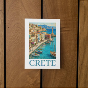 Vintage Crete Greece Mediterranean Travel Scenery Card