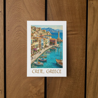 Vintage Crete Greece Mediterranean Travel Scenery Postcard