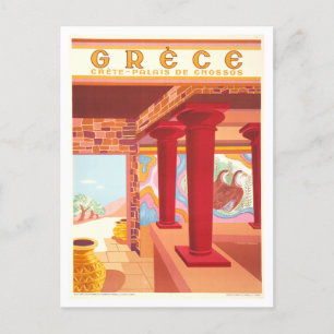 Vintage Crete, Greece, Travel Poster Postcard
