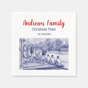 Vintage Crew Rowers in boat at the dock Napkin