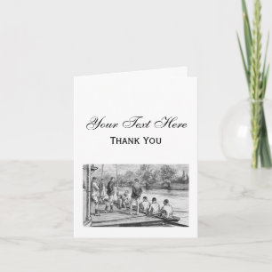 Vintage Crew Rowers in boat at the dock Thank You Card