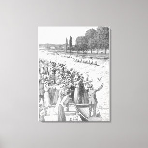 Vintage Crew Rowers Race With Many Spectators Canv Canvas Print