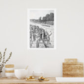 Vintage Crew Rowers Race With Many Spectators Poster (Kitchen)