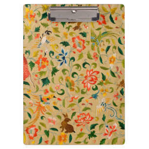 Vintage Crewel Animal Embroidery: Antique Tapestry Clipboard