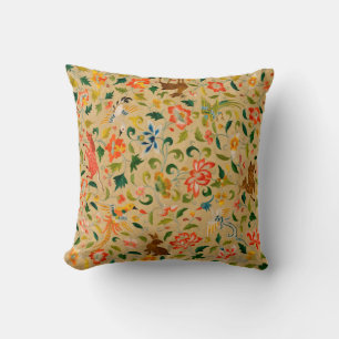 Vintage Crewel Animal Embroidery: Antique Tapestry Cushion