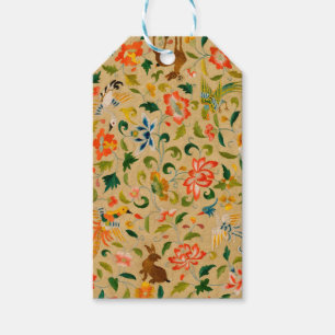 Vintage Crewel Animal Embroidery: Antique Tapestry Gift Tags