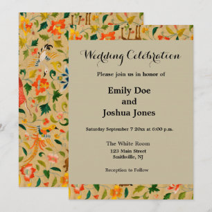 Vintage Crewel Animal Embroidery: Antique Tapestry Invitation