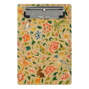 Vintage Crewel Animal Embroidery: Antique Tapestry Mini Clipboard