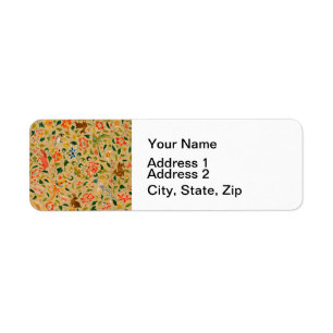 Vintage Crewel Animal Embroidery: Antique Tapestry Return Address Label