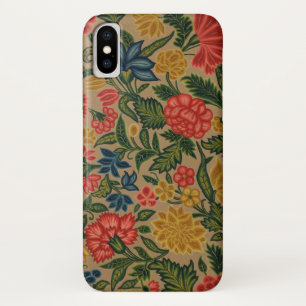 Vintage Crewel Floral Embroidery Pattern iPhone X Case