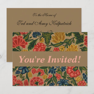 Vintage Crewel Floral Embroidery Pattern Invitation