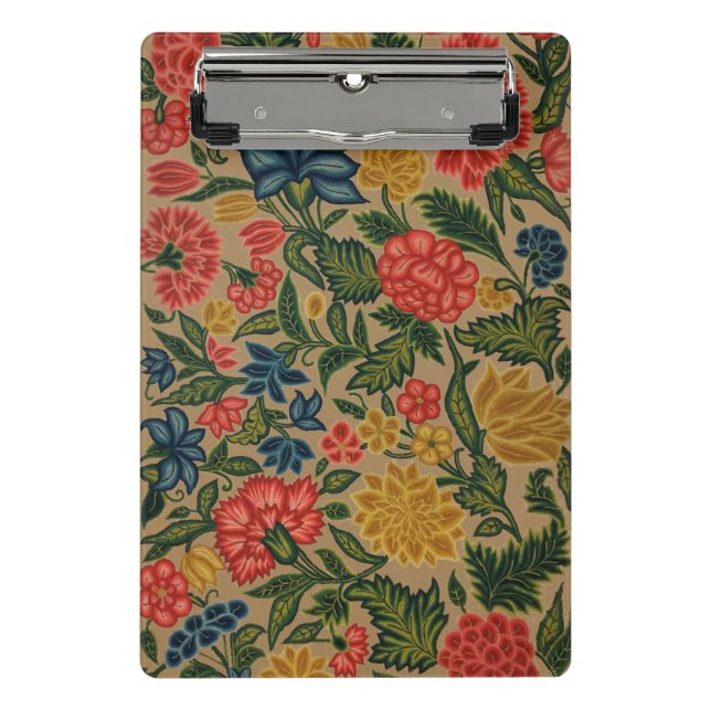 Vintage Crewel Floral Embroidery Pattern Mini Clipboard (Front)