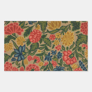 Vintage Crewel Floral Embroidery Pattern Rectangular Sticker