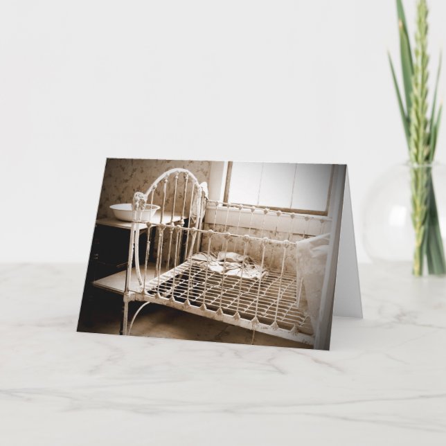 Vintage Crib Greeting Card, Blank Inside Card (Front)