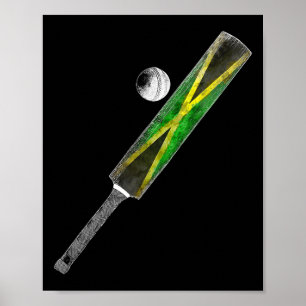 Vintage Cricket Jamaica Flag Jamaican Pride Poster