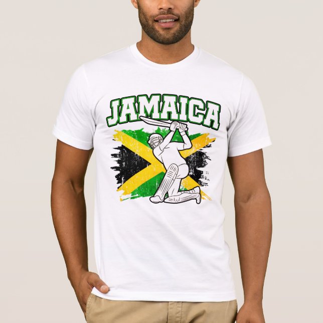 Vintage Cricket Jamaica Flag Jamaican T-Shirt (Front)