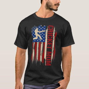 Vintage Cricket Mum American Usa Flag Sports T-Shirt