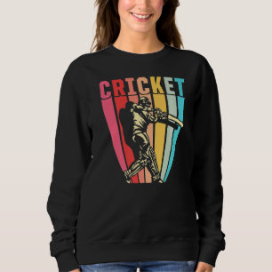 Vintage Cricket Player Retro Cricketer Wicket Bowl Sweatshirt