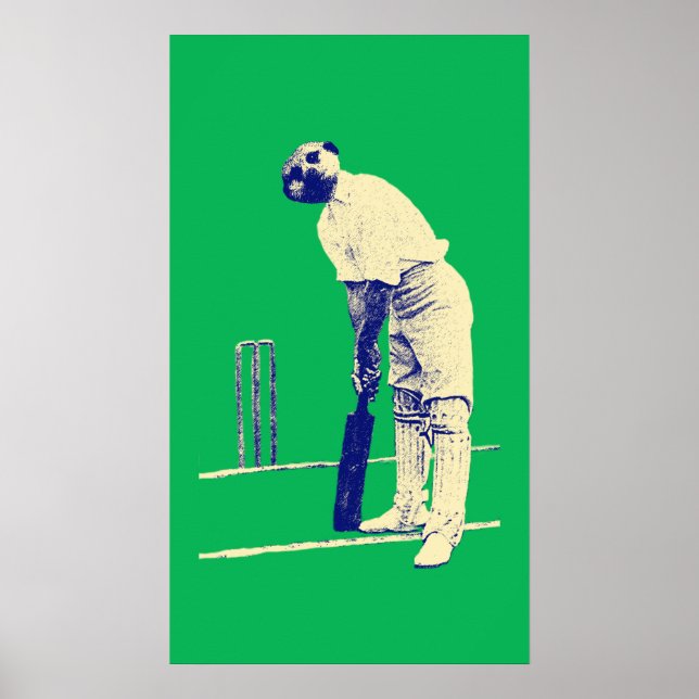 vintage cricketing meerkat poster customisable (Front)