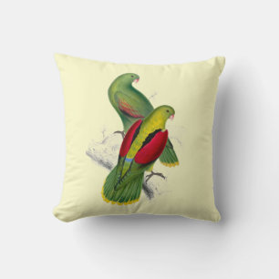 Vintage Crimson Winged Parakeet Cushion