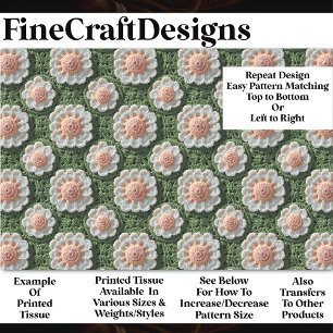 Vintage Crochet Knit Flower Pattern BP2 Decoupage Tissue Paper