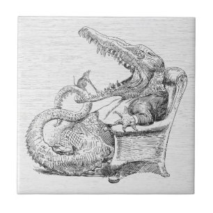 Vintage Crocodile in Armchair Ceramic Tile