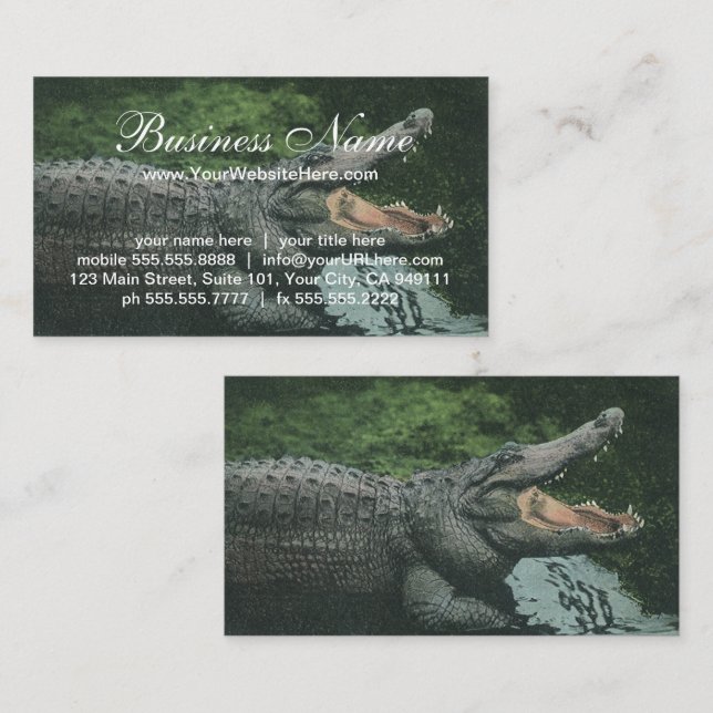 Vintage Crocodile Reptiles, Marine Animal Life Business Card (Front/Back)