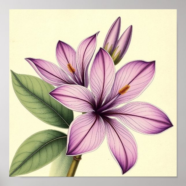 Vintage Crocus on Weathered Paper Poster (Front)