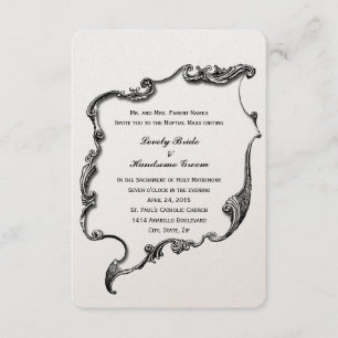 Vintage Cross Catholic Small Wedding Invitation