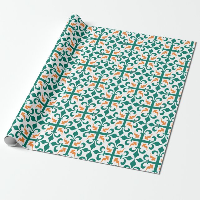 Vintage Cross of Lilies Pattern Wrapping Paper (Unrolled)