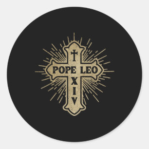 Vintage Cross Pope Leo Xiv Religious Classic Round Sticker