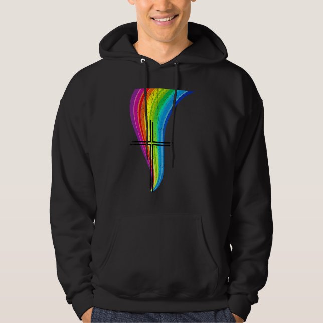 Vintage Cross Rainbow Flame 01 Hoodie (Front)