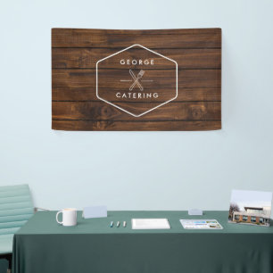 Vintage Crossed Fork Knife Logo Catering Business  Banner