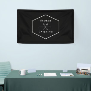 Vintage Crossed Fork Knife Logo Catering Business Banner