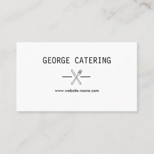 Vintage Crossed Fork Knife Logo Catering White Business Card