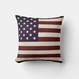Vintage Crosshatch American Flag Stars and Stripes Cushion