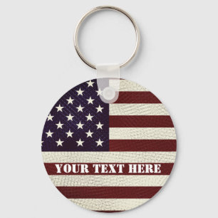 Vintage Crosshatch American Flag Stars and Stripes Key Ring